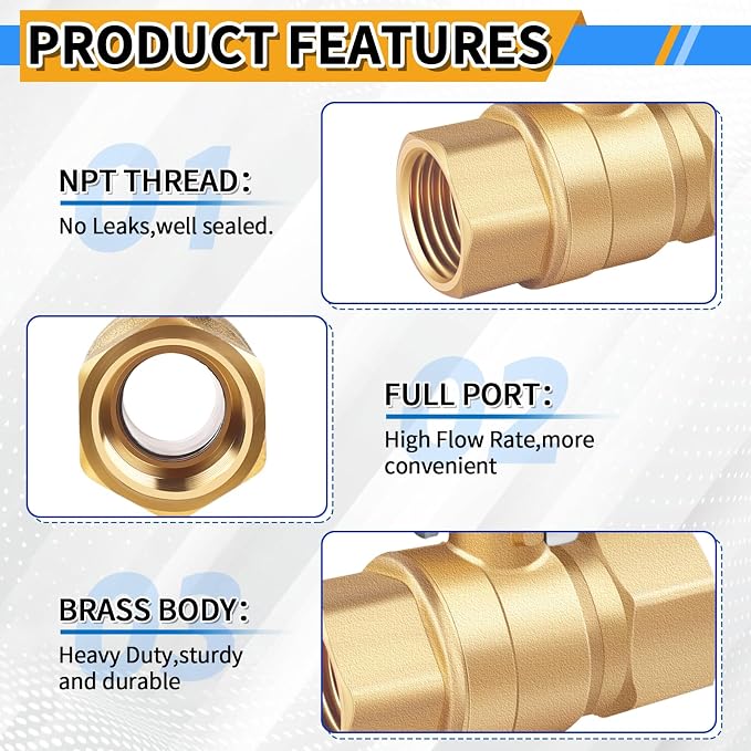 1 inch Forged Brass Ball Valve, 600 WOG Long Handle Metal Plumbing Full Bore - Image 3
