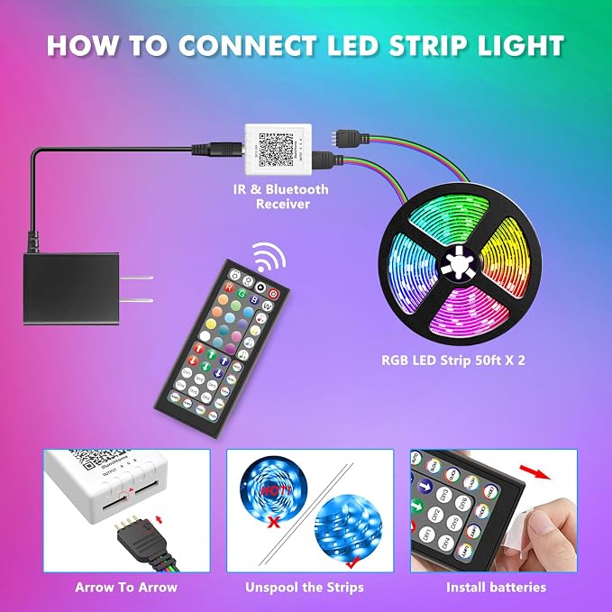 Nexillumi Led Lights for Bedroom 100ft Music Sync Color Changing Led Strip - Image 5