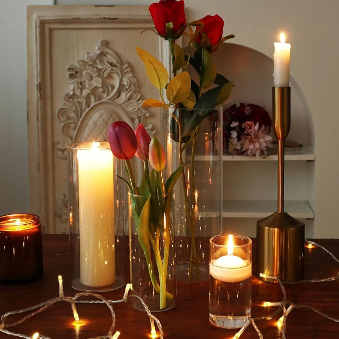 Fixwal 24pcs Clear Glass Cylinder Vases, 10 Inch Tall | Cylinder Vases - Image 7