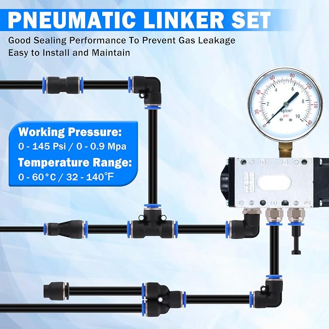 24 Pcs 1/4" Quick Connect Air Line Fittings Kit 1/8" 1/4" Pneumatic Push Lock - Image 4