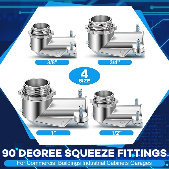 12 Pack Cable Connectors 90 Degree Squeeze Fittings Zinc Die Cast Cable Conduit - Image 5
