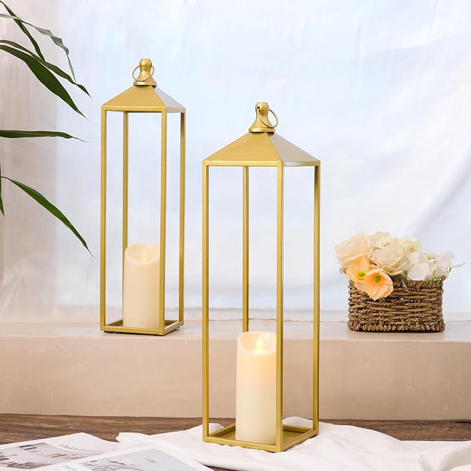 22'' 19'' Large Lanterns Decorative Outdoor Indoor, Home Decor, No Glass - Image 3
