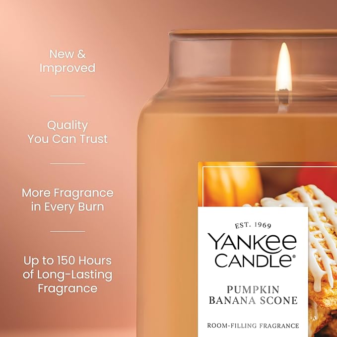 Yankee Candle Pumpkin Banana Scone, Holiday Scented Candle, 22oz Large Jar - Image 3