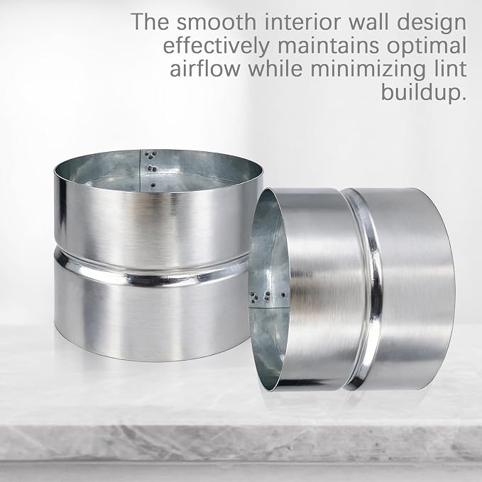 4 Inch Galvanized Metal Vent Duct Connector, Dryer Pipe Connection | - Image 5