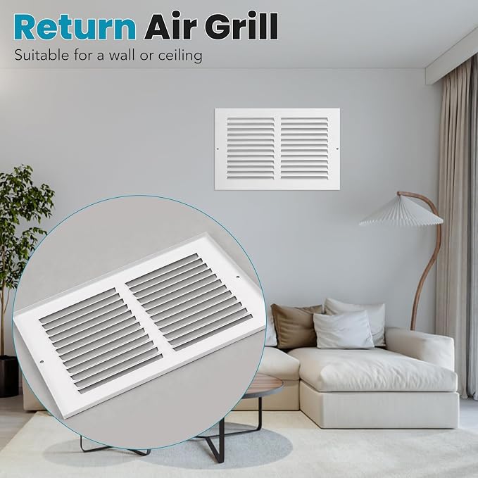 VOISEN Return Air Grille, Fits 10x6 Duct Opening, Steel Return Vent Cover - Image 8