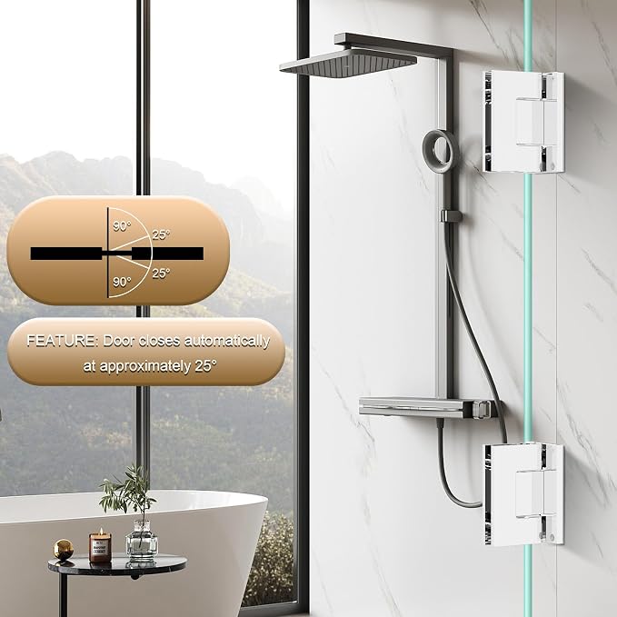 Alise Glass Shower Door Hinge, 90° Hinge - Image 7
