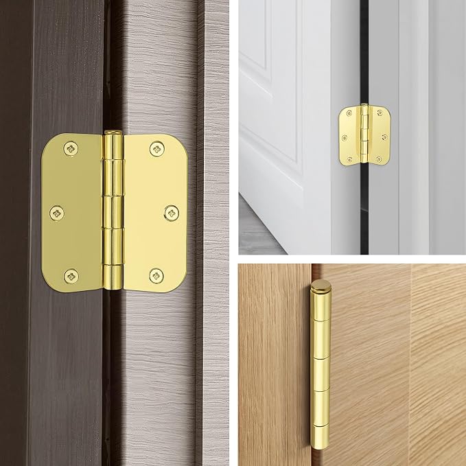 KNOBWELL 3.5" x 3.5" Polished Brass Door Hinges, 30 Pack | 5/8 Radius Corners - Image 8