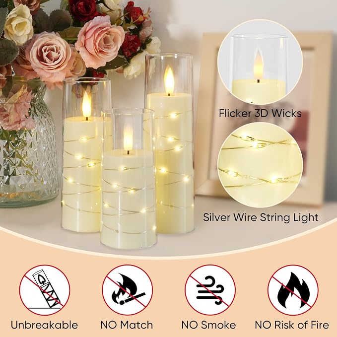 Raycare 9 Pcs Flameless Battery Operated Pillar Candles - Image 5