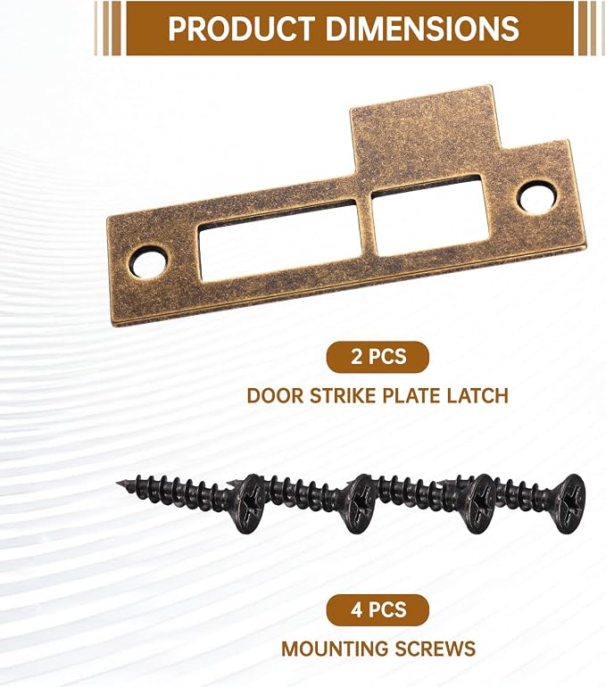 2pcs 3.25inch Antique Brass Door Strike Plate Latch - Image 4