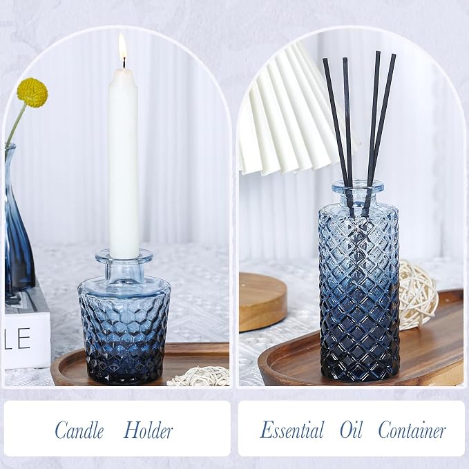 UPBUD Glass Blue Bud Vases Set of 5, Mini Flower Vase - Image 7