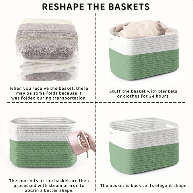 4 Pack Storage Baskets for Organizing, and Clothes, Cotton Rope Basket for - Image 7