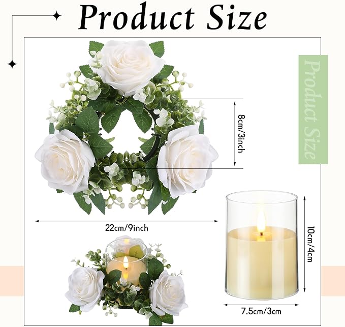 Yunlly 12 Pcs Rose Candle Rings - Image 3