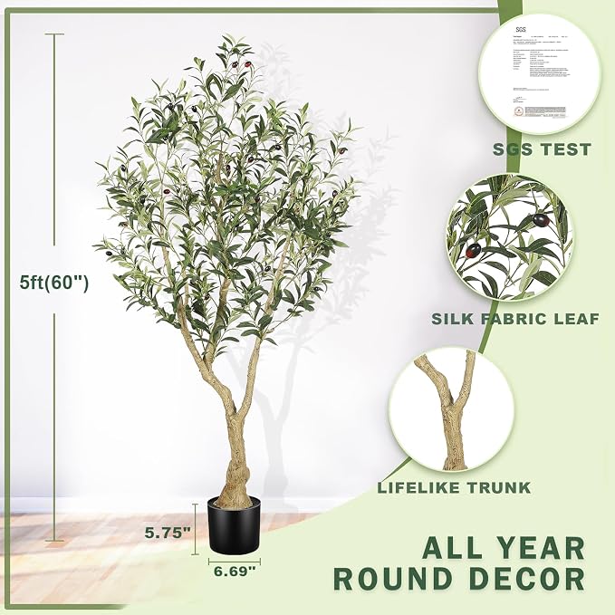 Olive Tree 5ft with Large Olive Branches and Lifelike Fruits | Olive Trees - Image 5