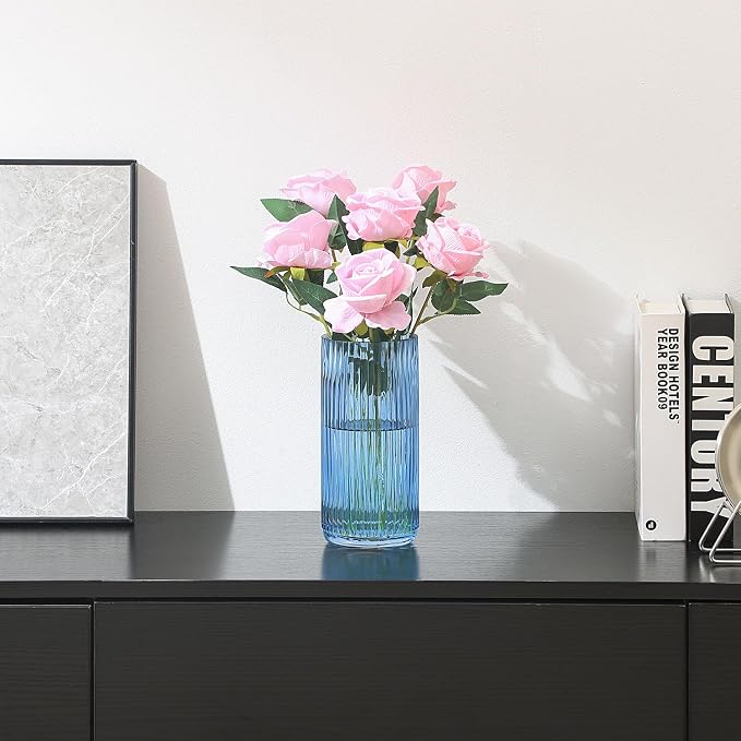 Ribbed Glass Vase, Modern Vases - Image 4