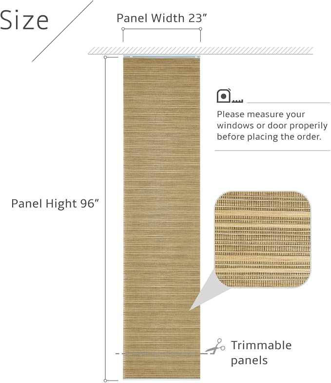 Replacement Fabric Panels for Sliding Glass Door, Fabric Only, Natural Woven - Image 5