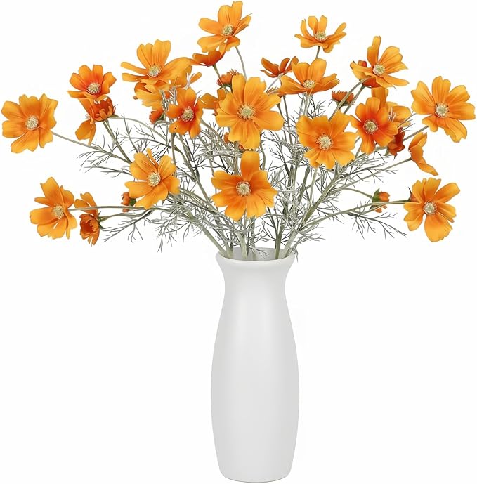 4 Pcs Orange 24" Tall Artificial Cosmos Flowers by LINSIEARTIFICIALFLOWERS
