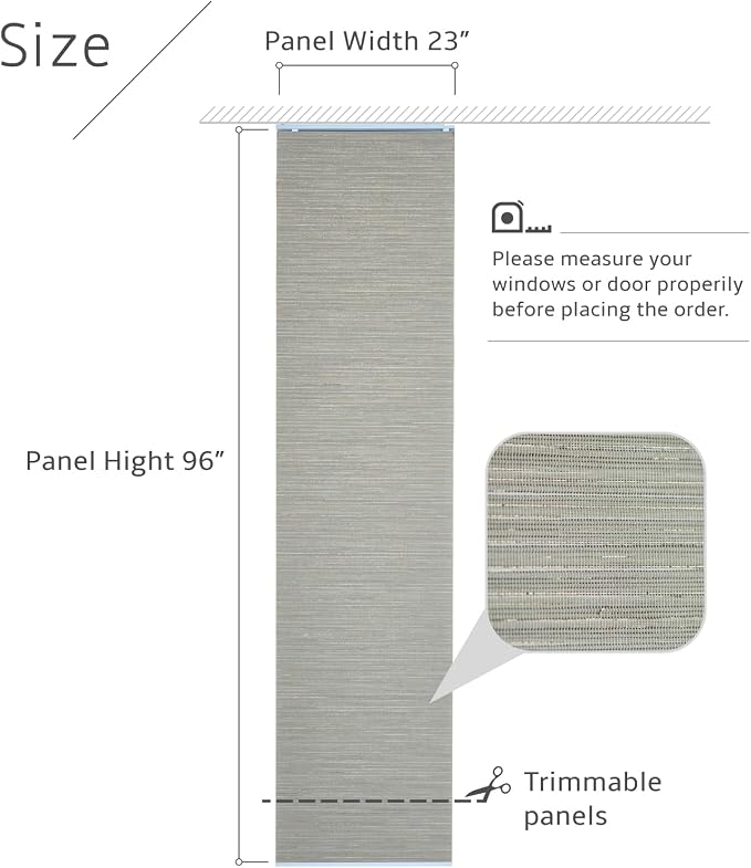Replacement Fabric Panels for Sliding Glass Door, Fabric Only, Natural Woven - Image 4