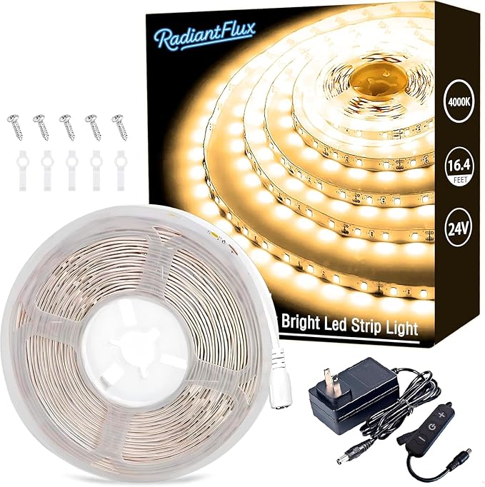 RadiantFlux 4000K 16.4Ft Led Strip Lights, Natural Light Strips Lights Indoor by RadiantFlux