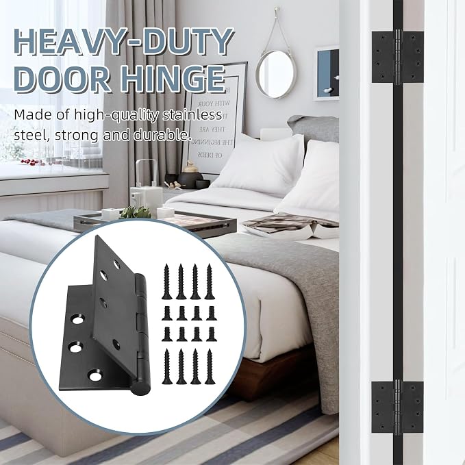 4.5" Heavy Duty Stainless Steel Door Hinge, 3 Pack 4.5 x 4.5 Inch Ball Bearing - Image 2