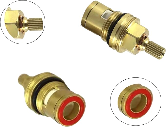 Faucet Valves, Brass Ceramic Stem Disc Cartridge Replacement Quarter Turn 1/2" - Image 6