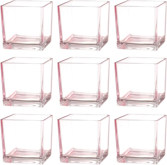 Square Glass Vases Set of 9, Small Vase by MARTAGE