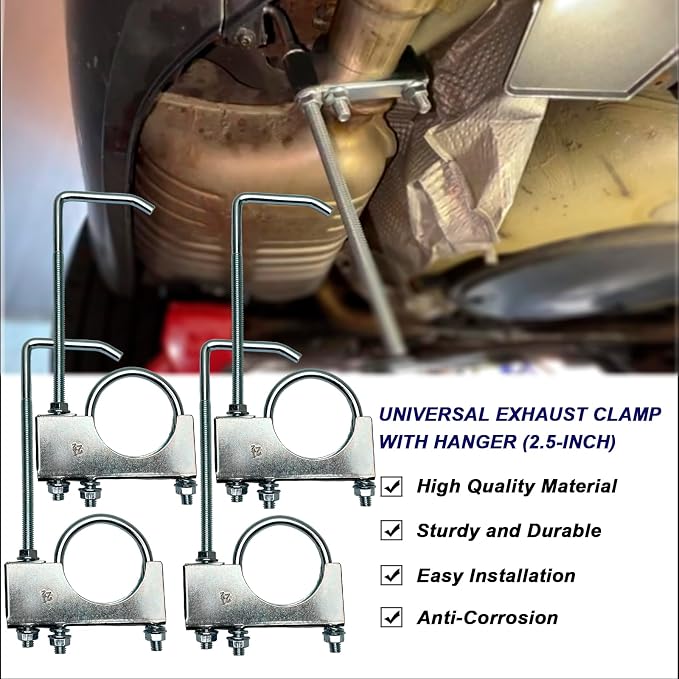 2.5" Exhaust Clamp With Hanger One-Piece Muffler Hanger, Corrosion Resistant - Image 7