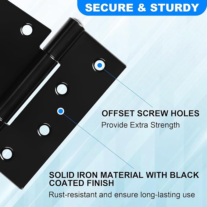 Heavy Duty Gate Hinges 3.5 inch 4 Pack Extra Thick Industrial T Hinges Barn - Image 3