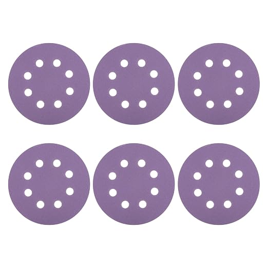 HARFINGTON 10Pcs 5Inch Sanding Disc 8 Hole 120Grit Purple Aluminum Oxide | Hook by HARFINGTON