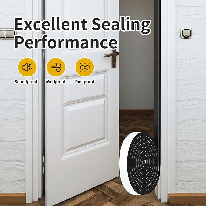 Foam Tape, Weather Stripping, High Density CR, Soundproof, 1/2 in x 1/2 in x - Image 7