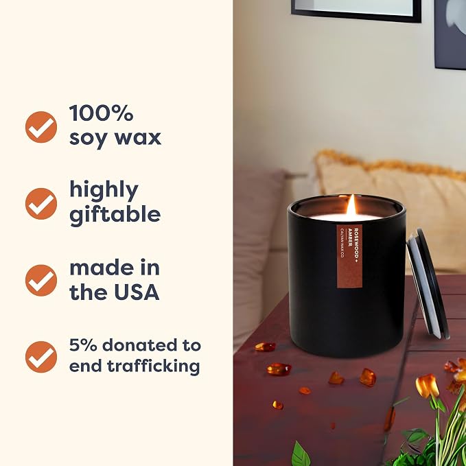 Rosewood & Amber Scented Candle - Image 3