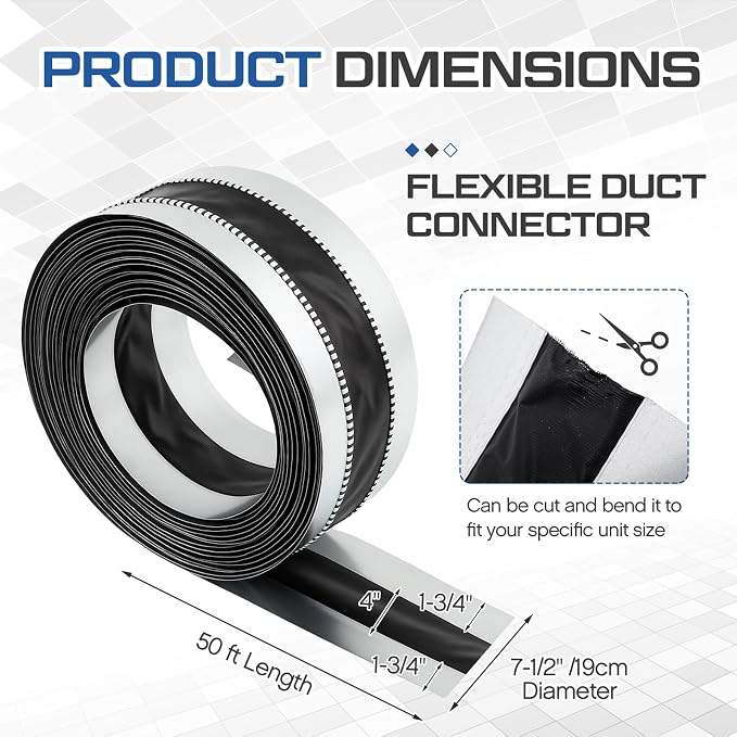 Zonon 7-1/2 x 50 ft Vinyl Flexible Duct Connector Canvas Duct Connector Roll - Image 2
