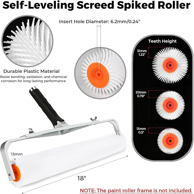 18 Inch 13/20/31mm Self Leveling Concrete Spiked Roller - Image 5