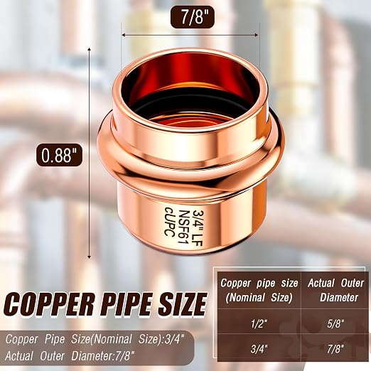 Therwen 10 Pcs 3/4-inch Copper Pipe Press Fittings, 90 Degree Elbow Coupling - Image 2