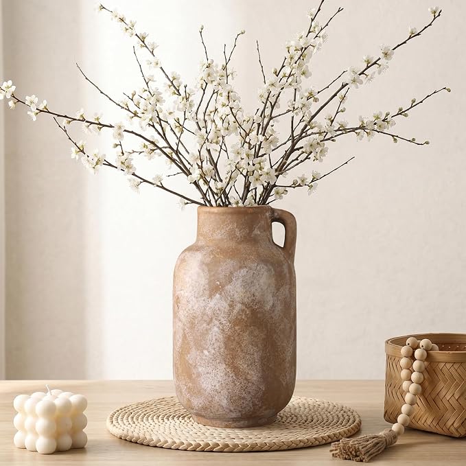 Ceramic Flower Vase, 9.3in Farmhouse Table Rustic Vases, Small Flower - Image 3
