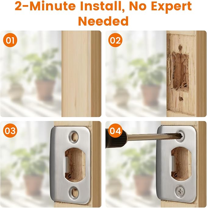 2 Pack Brushed Stainless Steel Door Plates 2.2 x 1.7 Inch – Modern Interior - Image 4