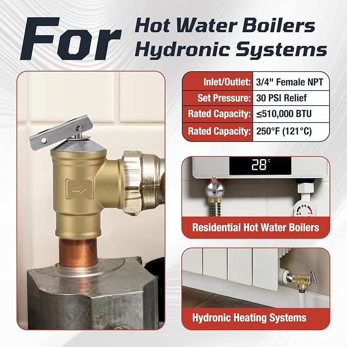 3/4" FNPT Female Inlet & Outlet – 30 PSI Automatic Pressure Relief Valve - Image 3