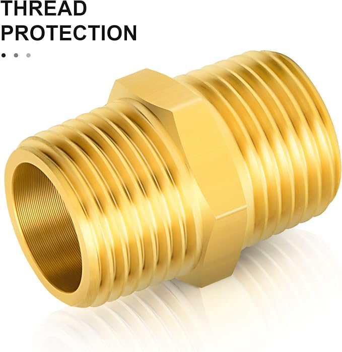 GASHER 8PCS Brass Pipe Fitting Hex Nipple Kit 1/8 inch 1/4 inch 3/8 inch 1/2 - Image 2