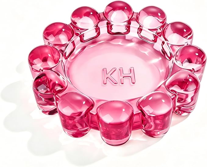 Chic Red Bubble Glass Candle Dish – Modern Clear Glass Candle Holder by khtumeware