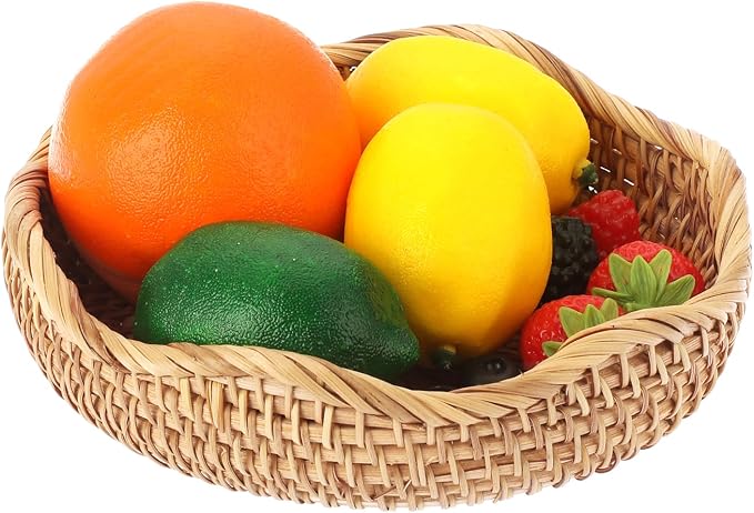 Hipiwe Round Key Basket Bowl for Entryway 7.3" Small Rattan Serving Tray | - Image 9