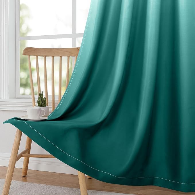 HOMEIDEAS Teal Ombre 100% Blackout 52W x 84L 2 Panels | Gradient, Room Darkening - Image 3
