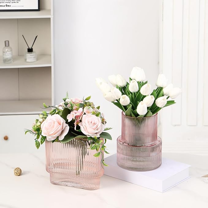 Pink Glass Vases, Modern Glass Vase - Image 4