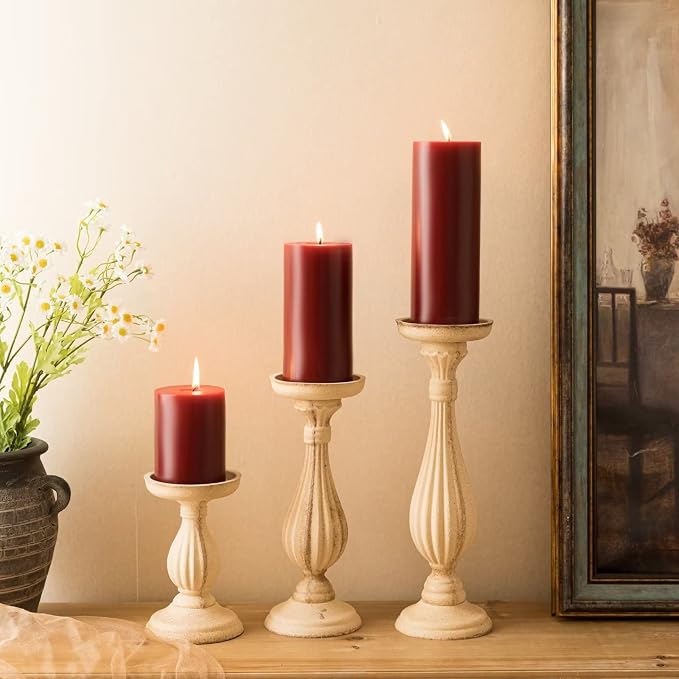 MOZEAL 3" x 8" Hand-Poured Unscented Large Candle, Smokeless Rustic Pillar - Image 6