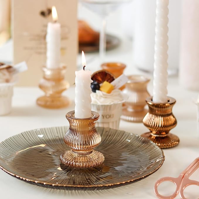 WDHODEC Gold Candlestick Holders 12PCS Glass Taper Candle Holders - Image 4