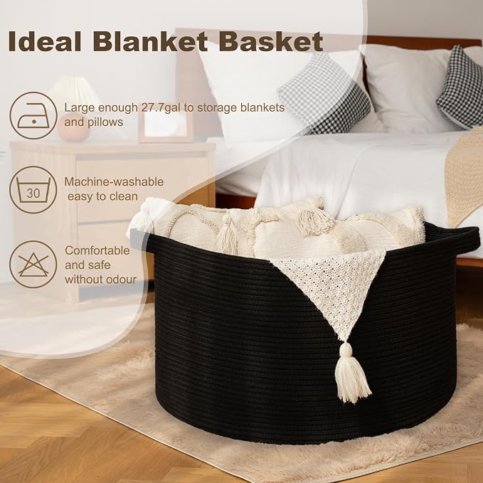 OIAHOMY 105L Extra Large Blanket Basket - Image 3
