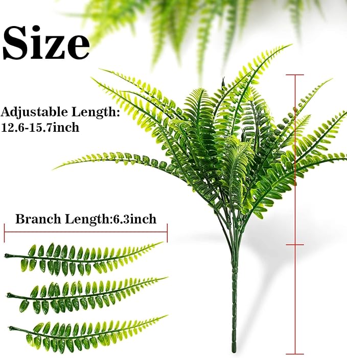 MAQIHAN 10PCS Fake Fern for Outdoor - Image 2