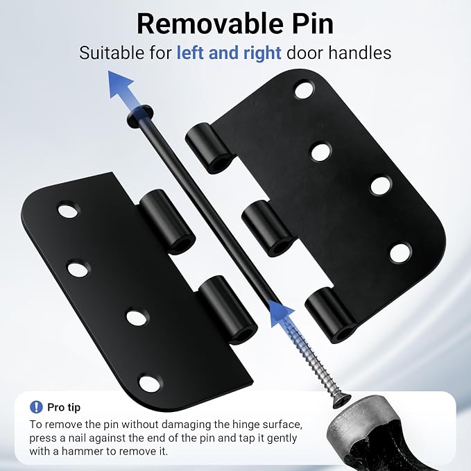 6 Pack 4 Inch Door Hinges Matte Black, Heavy Duty Solid Iron Interior & - Image 3