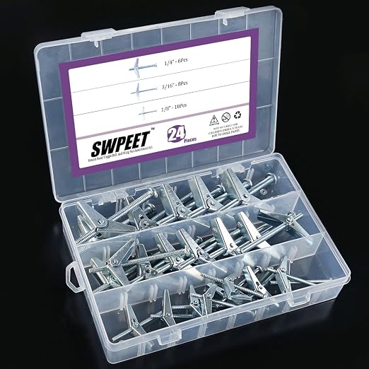 Swpeet Assorted 24 Pcs Toggle Bolt and Wing Nut Kit - Image 5