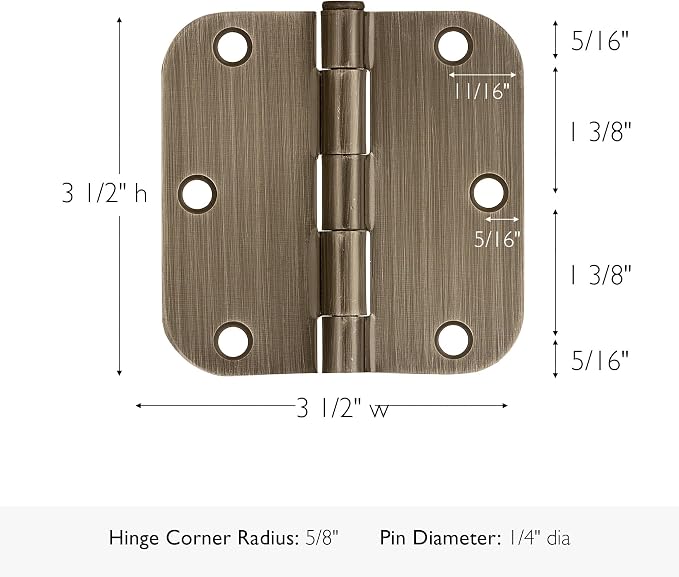 Design House Interior Door Hinge, Antique Brass | 5/8" Radius, Traditional - Image 3