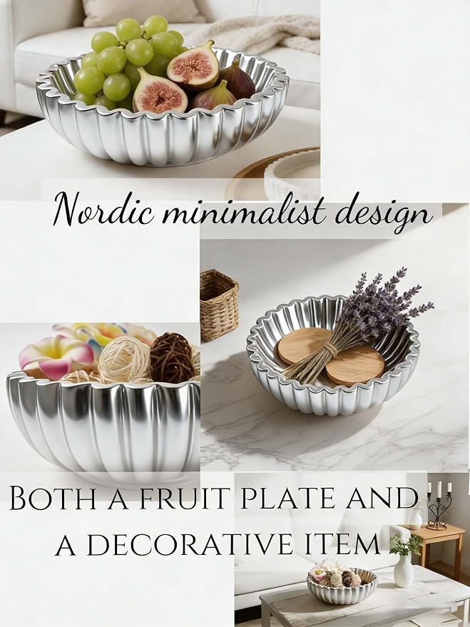 Ruffle Decor Large Decorative Bowl, fruit bowl kitchen stone bowl, bowl decor - Image 5