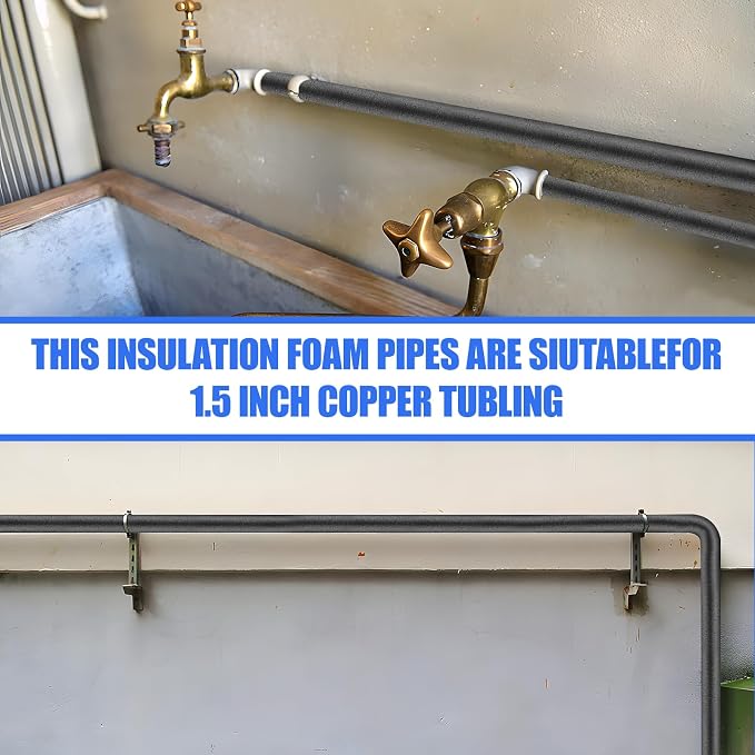 8 Pack Pipe Insulation Foam Tube, 3/4'' Self Adhesive Pre Slit Foam Pipe Covers - Image 6